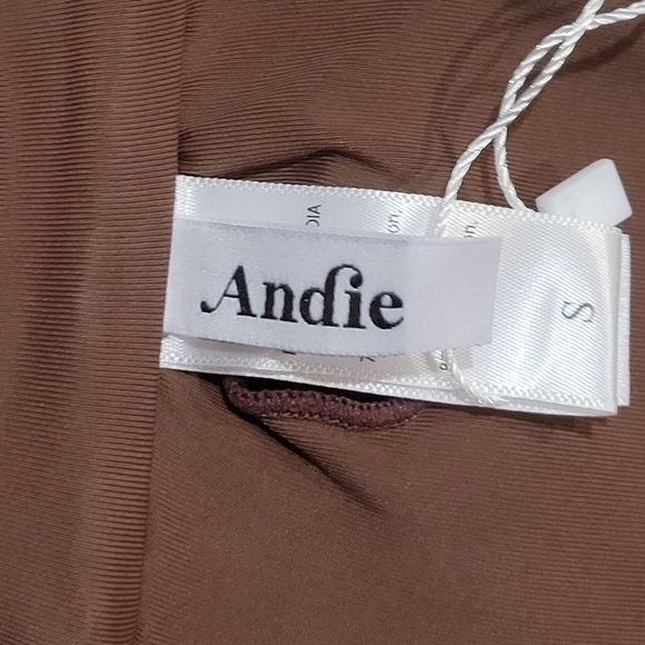 Andie Swim Espresso Brown Bandeau Padded Scala bikini top size S NWT - Picture 5 of 9